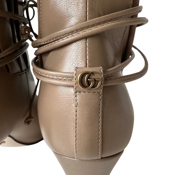 Gucci Nude Leather Ankle Boots - Picture 6 of 9